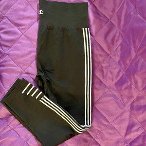 Womens Champion Leggings Black White Stripe